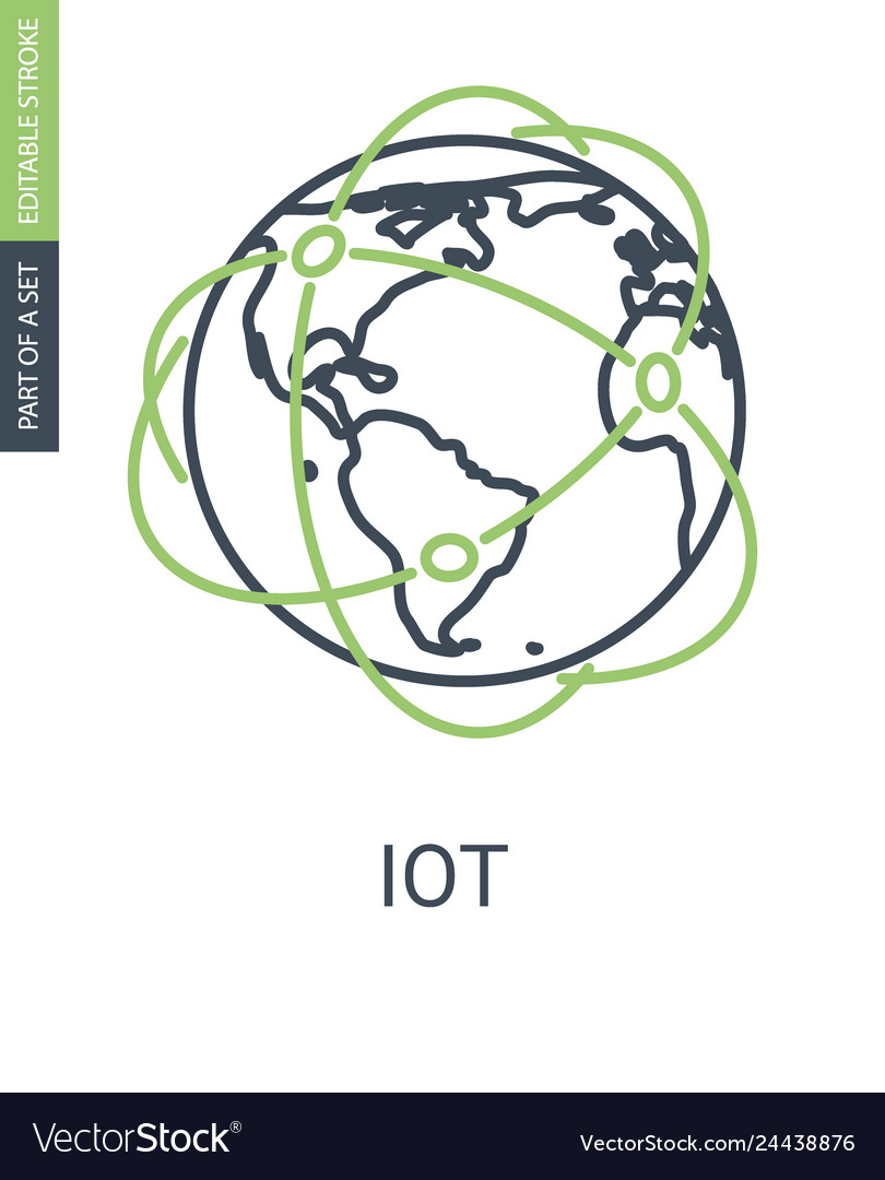 IoT Globe with Editable Stroke Icon