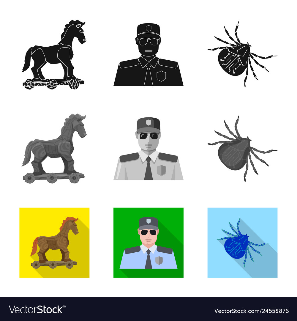 Isolated object of virus and secure icon set vector image Isolated object of virus and secure icon set