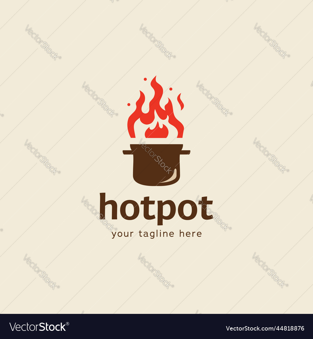 Kitchen hot pot restaurant logo icon with big Vector Image