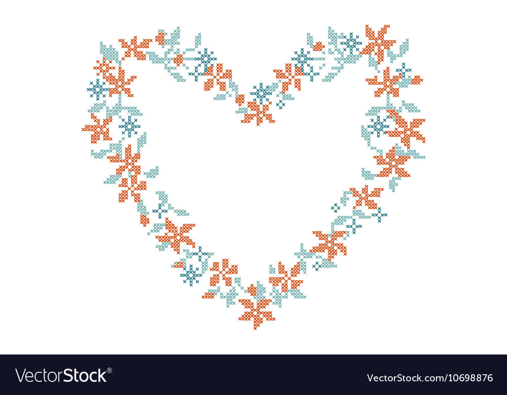 Knitted background with heart frame