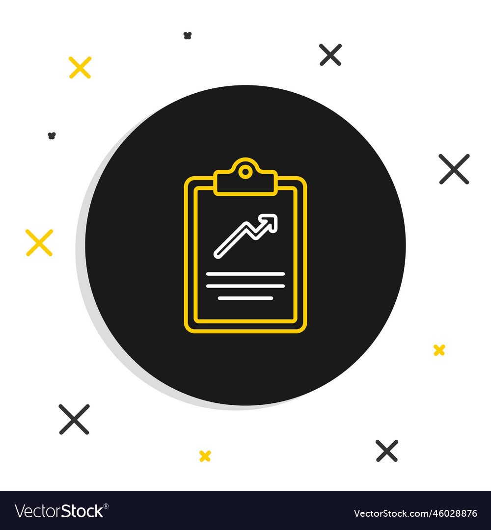 Line clipboard with graph chart icon isolated vector image Line clipboard with graph chart icon isolated