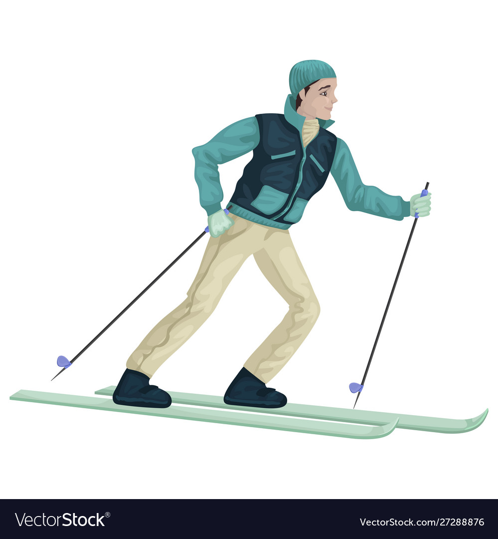 Man skiing sportswear in winter character