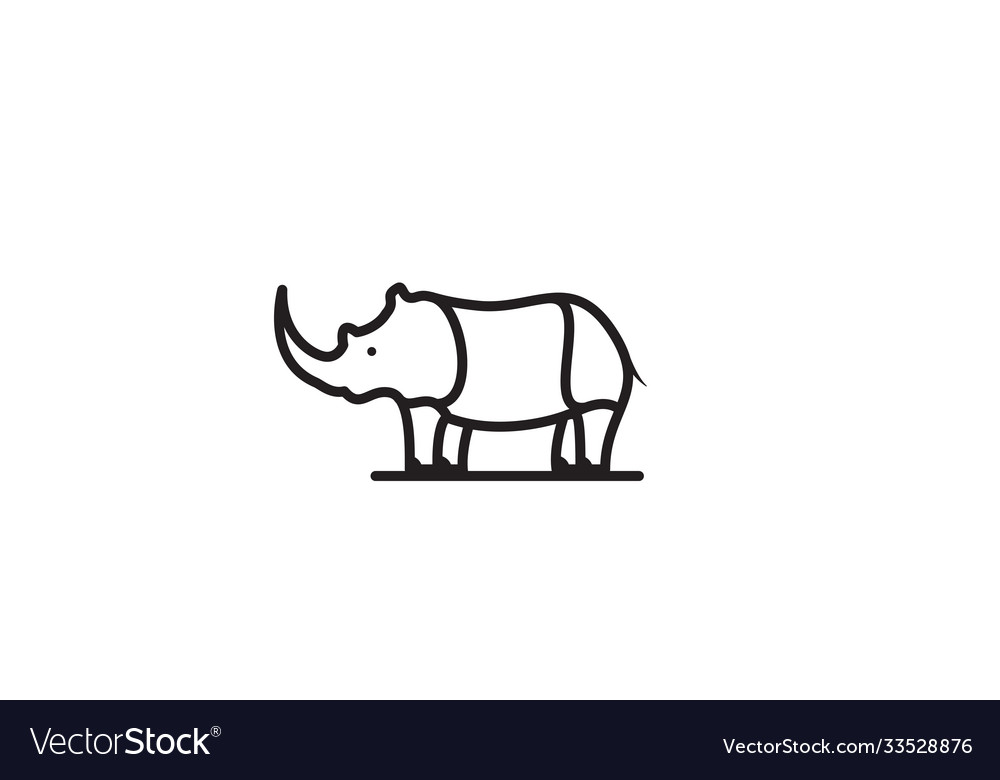 Rhino small style line logo design