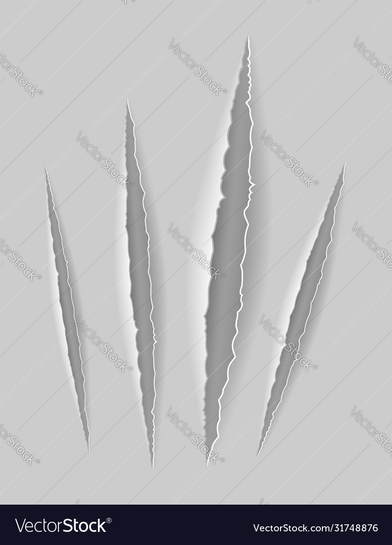 Scratch claw cuts paper with transparent shadows