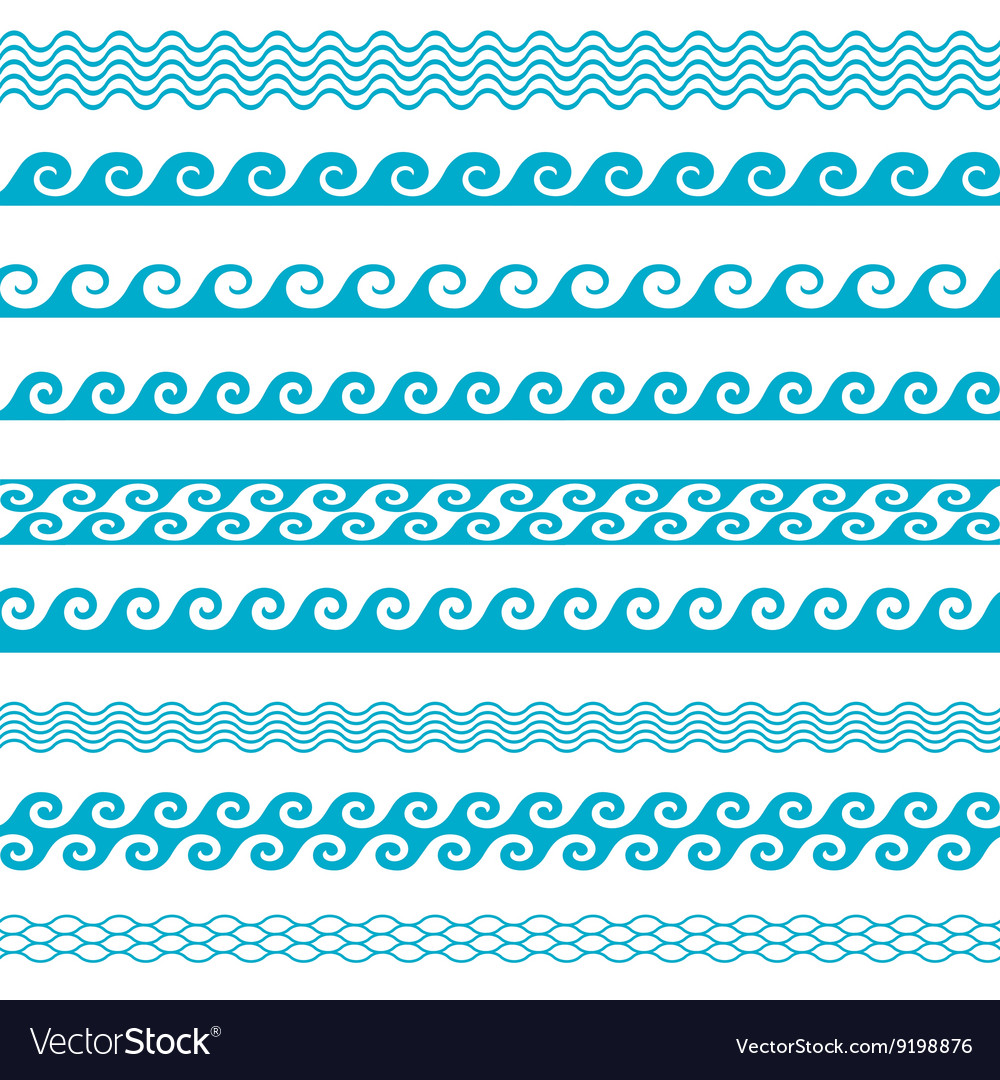 Download Seamless wave line pattern borders set Royalty Free Vector