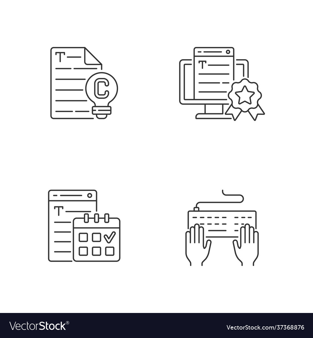 Seo text linear icons set vector image Seo text linear icons set