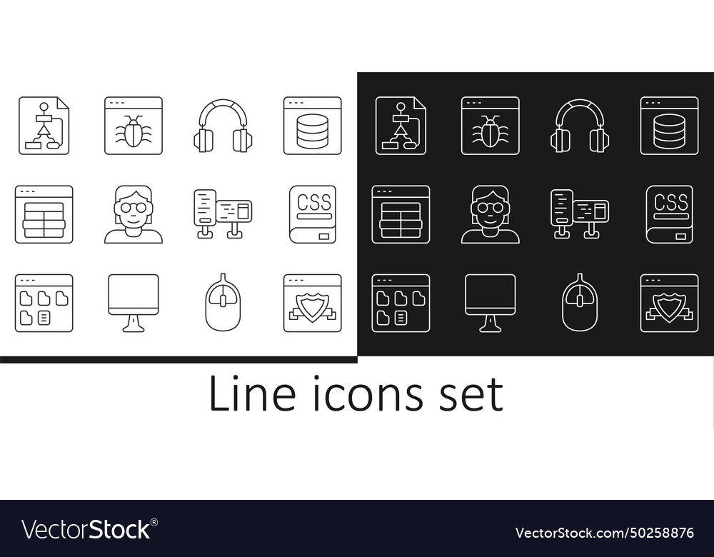 Set line browser with shield books about vector image Set line browser with shield books about