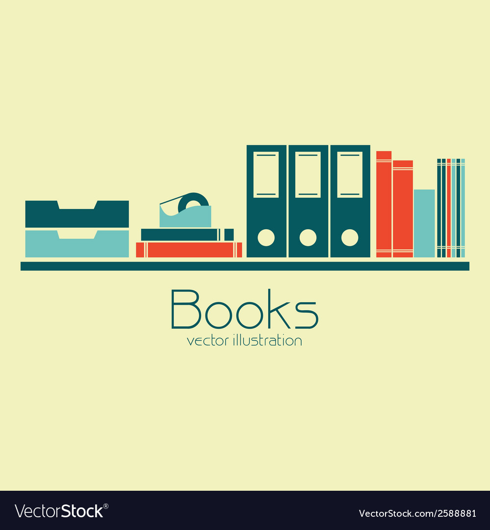 Abstract books shelf on a yellow background Vector Image