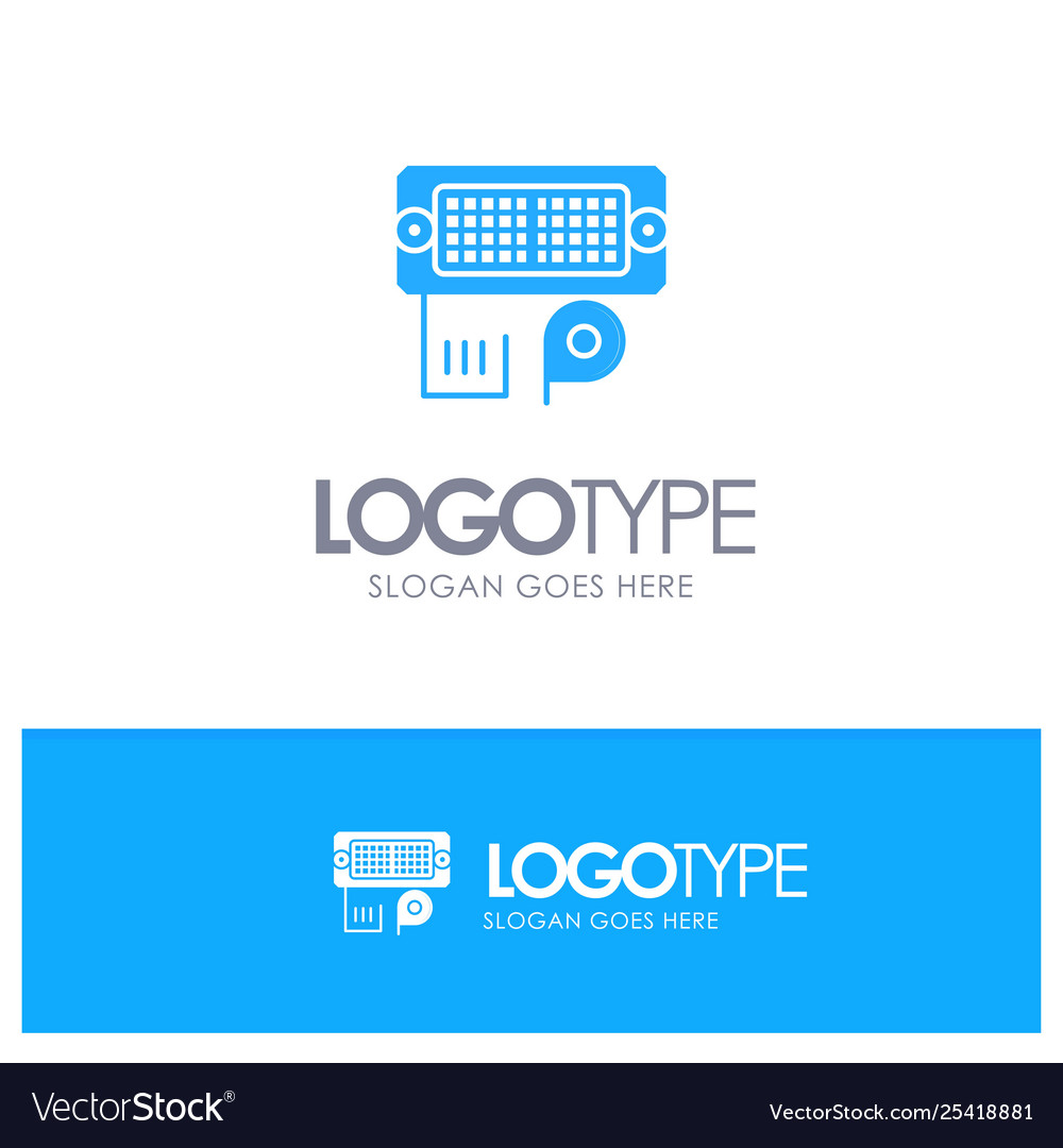 Adapter connection data input blue solid logo vector image Adapter connection data input blue solid logo