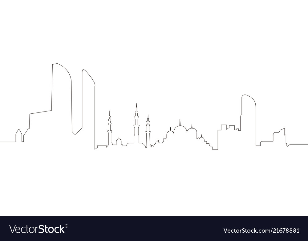 Continuous line skyline of abu dhabi Royalty Free Vector