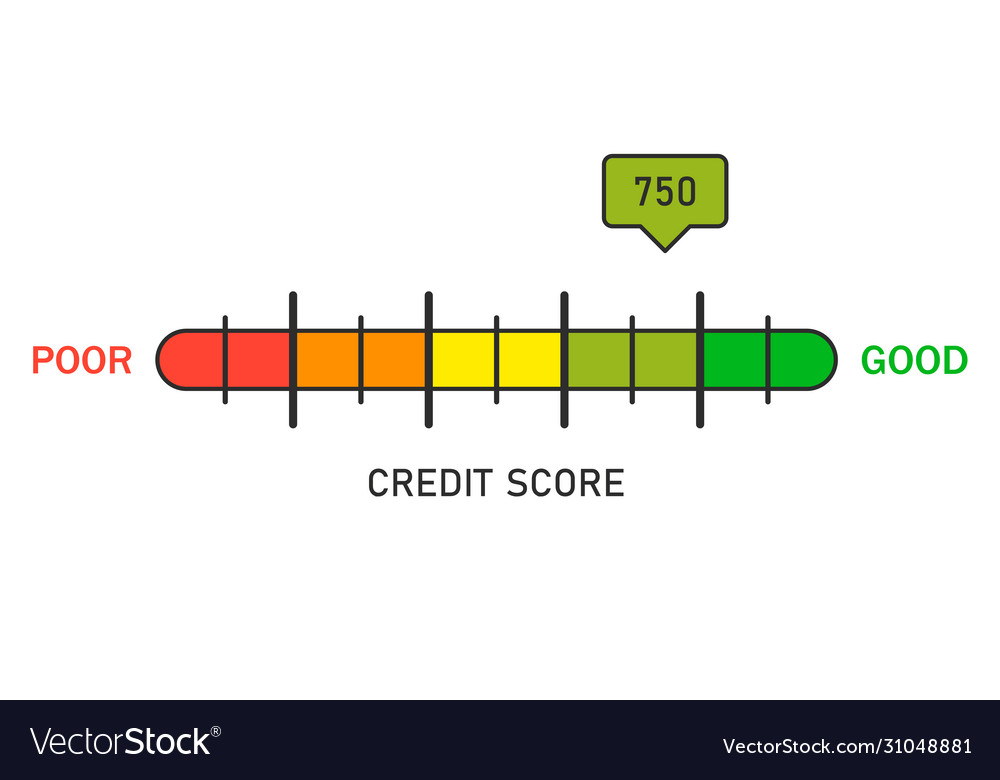 Credit score progress indicator with pointer vector image Credit score progress indicator with pointer