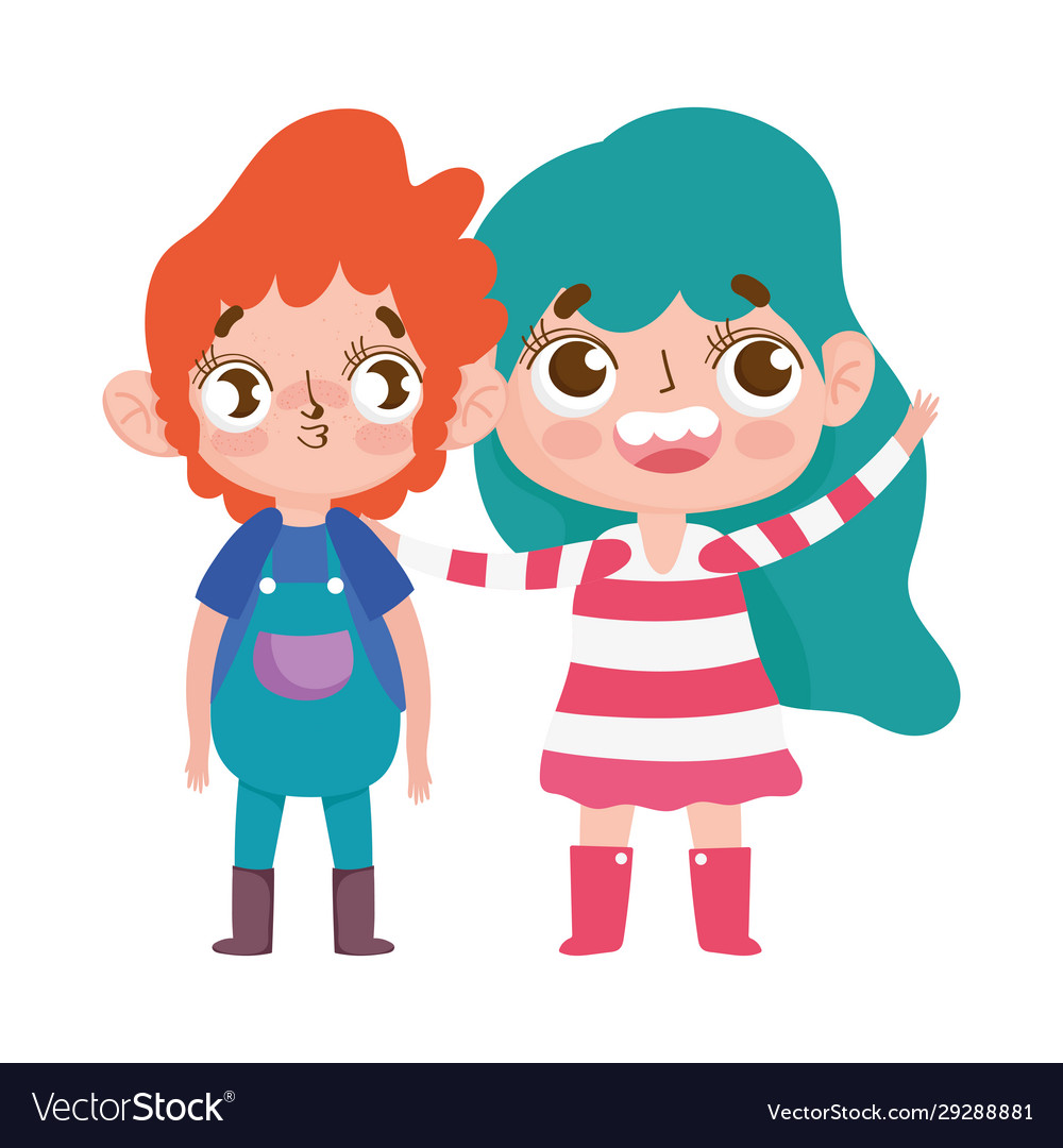 Cute little boy and girl expression facial gesture