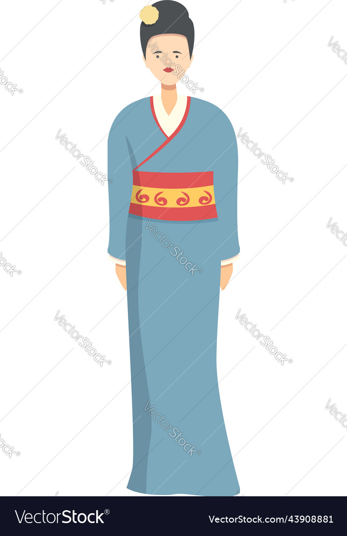 Geisha kimono icon cartoon japan female Royalty Free Vector