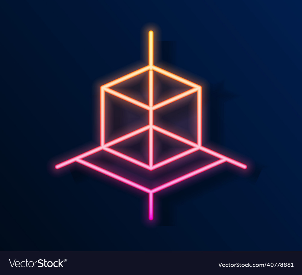 Glowing neon line 3d modeling icon isolated