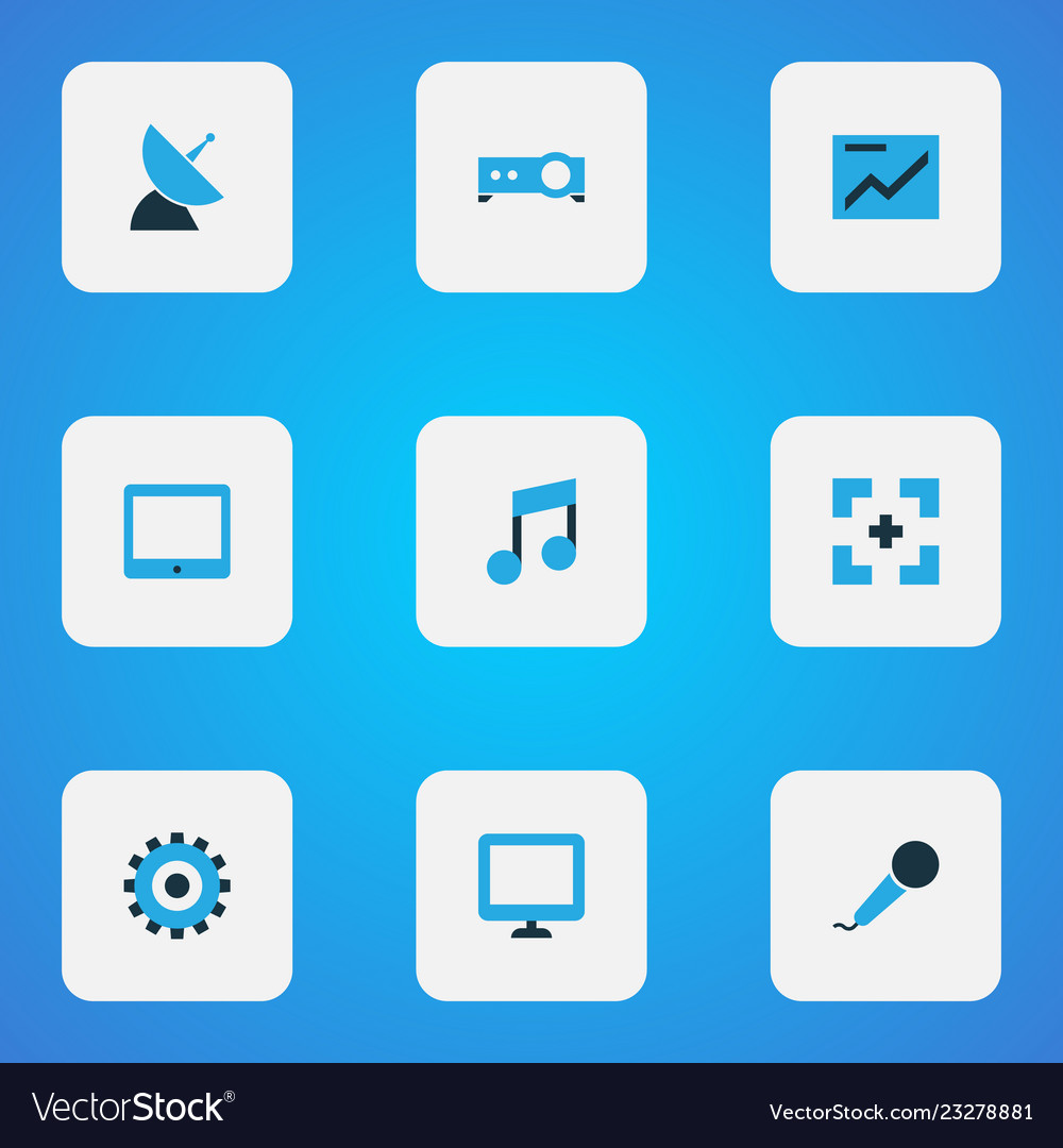 Music icons colored set with setting display