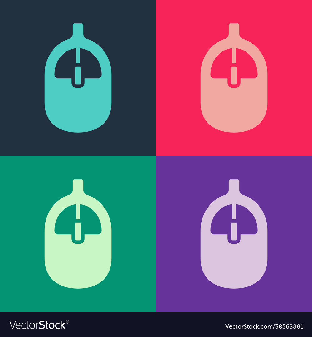 Pop art computer mouse icon isolated on color vector image Pop art computer mouse icon isolated on color