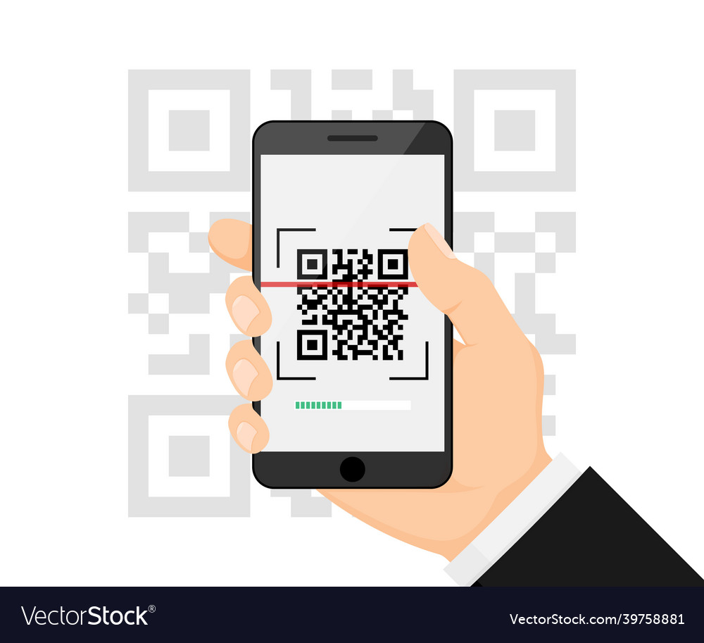 Qr code scan to smartphone for detail Royalty Free Vector