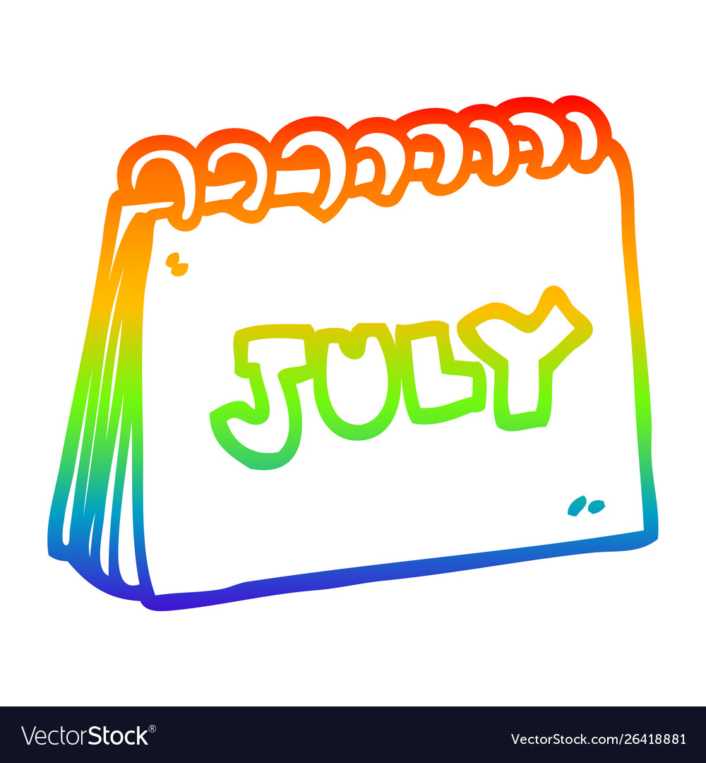 Regenbogen Gradienten Linie Zeichnung Cartoon Kalender