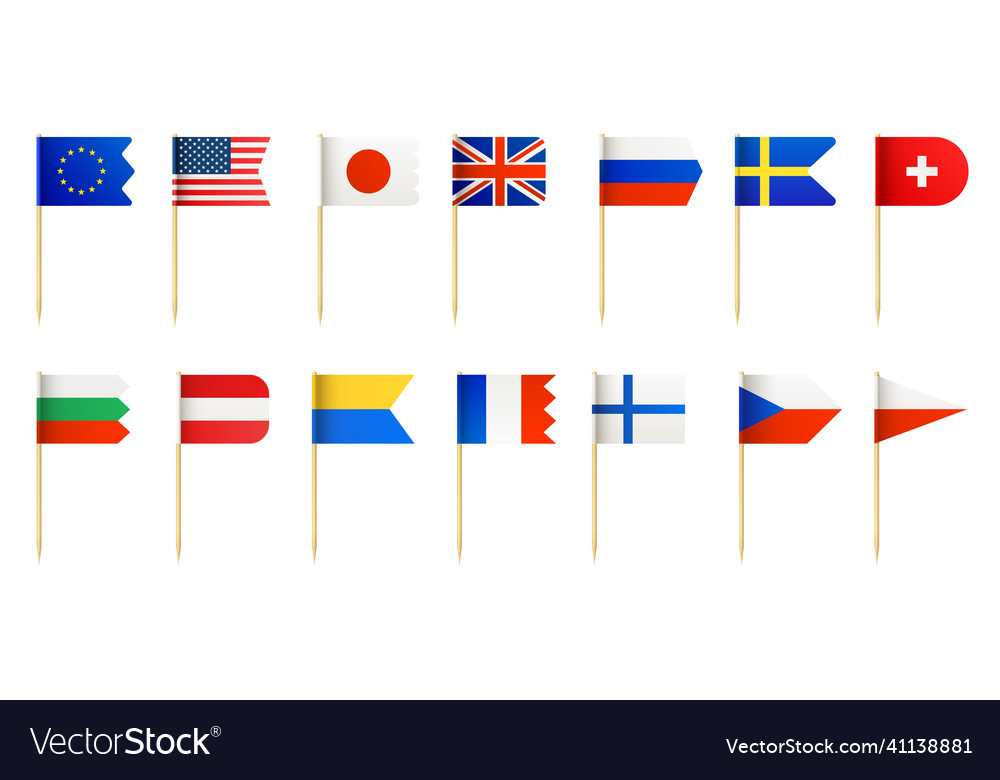 Realistic Wood Toothpick With Little Country Flags realistic-wood-toothpick-with-little-country-flags