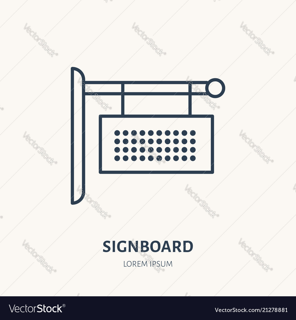 Shop signboard flat line icon outdoor advertising