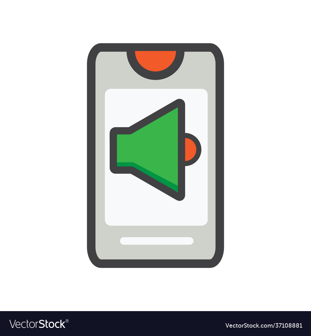 Smartphone with sound flat icon