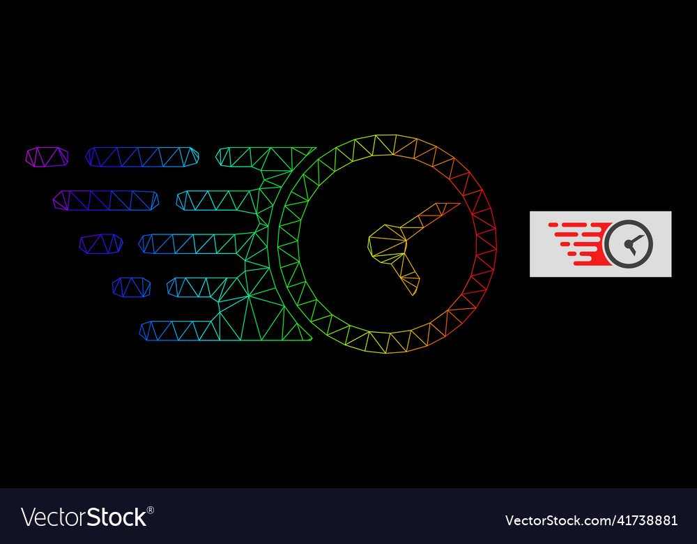 Spectrum gradient polygonal network clock icon vector image Spectrum gradient polygonal network clock icon