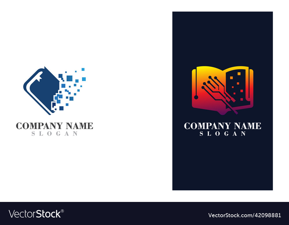 Tech with book logo template technology learn vector image Tech with book logo template technology learn