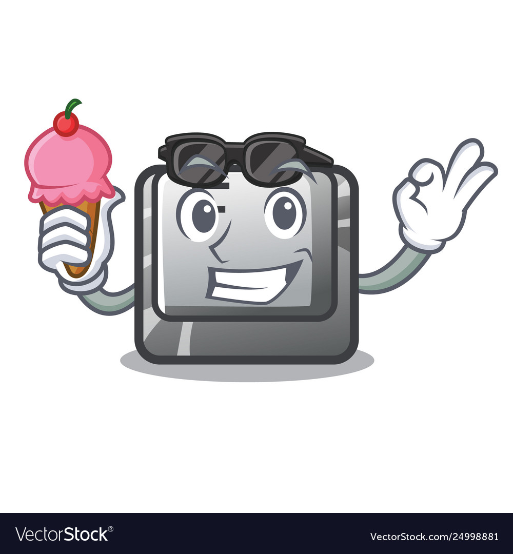 With ice cream button f isolated in mascot