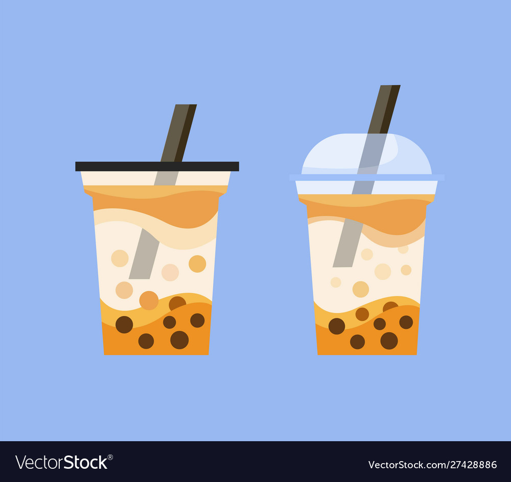 Boba milk tea drink cup icon flat vector image