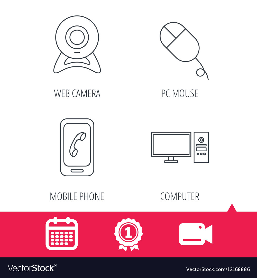 Computer web camera and mobile phone icons