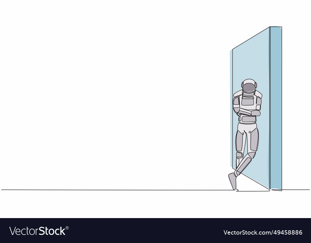 Continuous one line drawing young astronaut Vector Image