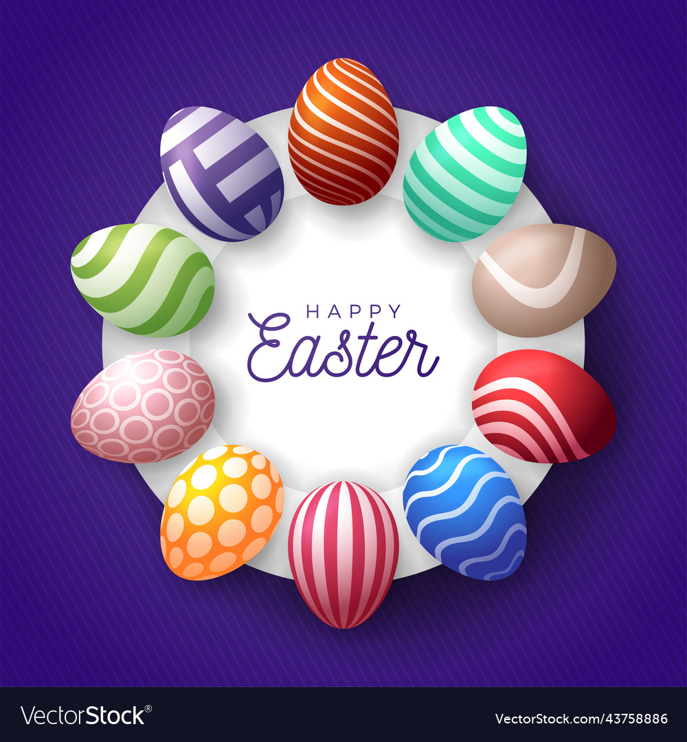 Easter egg banner card with eggs laid out