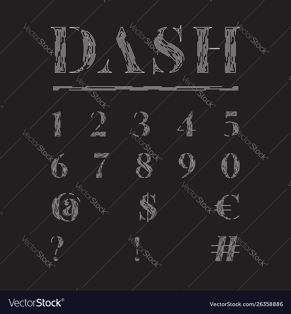Elegant fontset made dashed lines vector image Elegant fontset made dashed lines