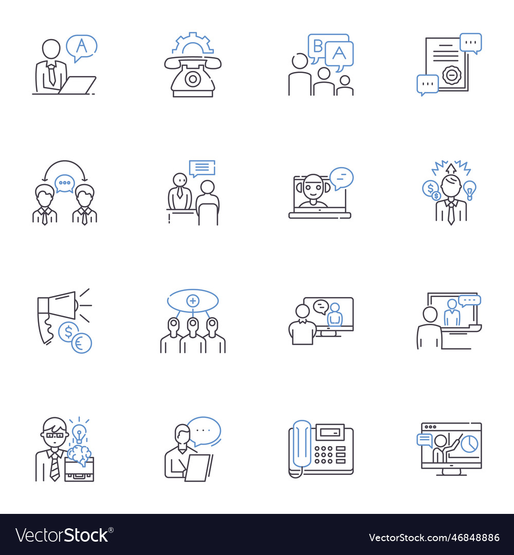 Expression line icons collection emotion vector image Expression line icons collection emotion