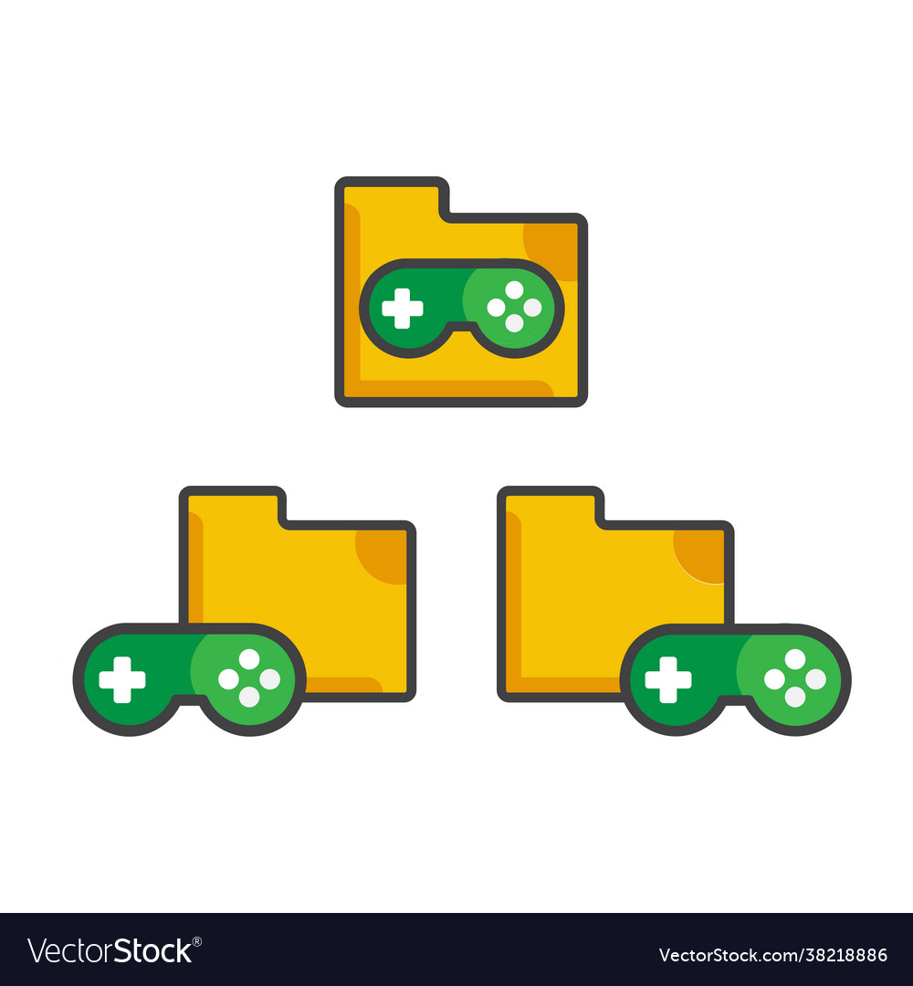 File folder with game icon flat vector image File folder with game icon flat