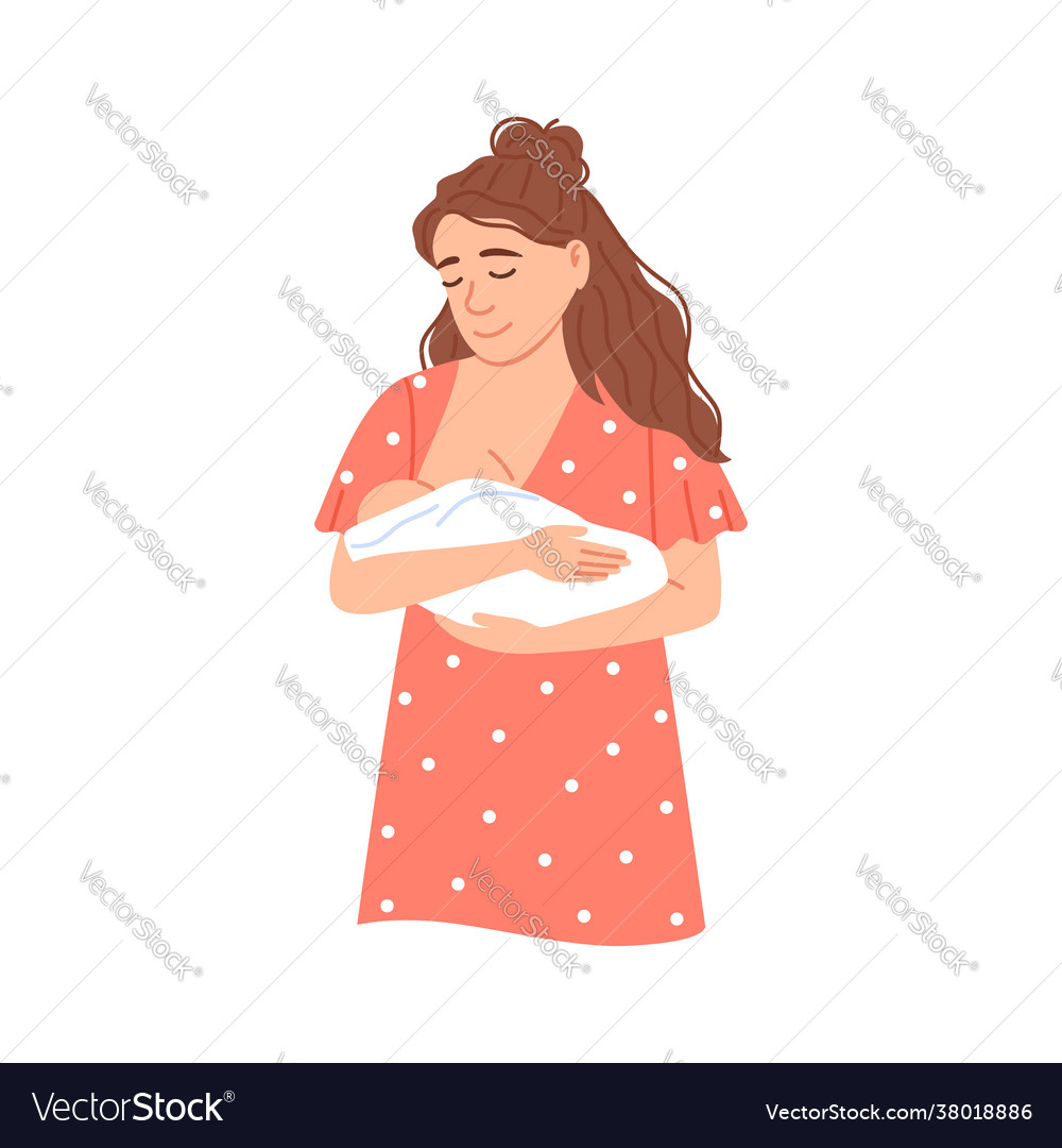 Flat female character with suckling baby bonding