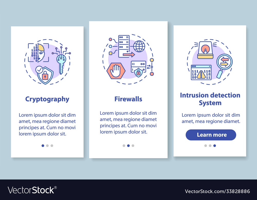 Network security onboarding mobile app page vector image Network security onboarding mobile app page