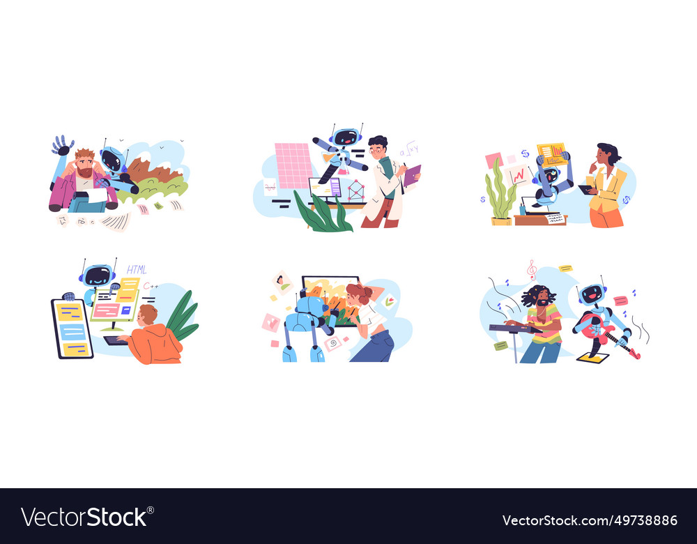 People neural networks ai automation cognitive vector image People neural networks ai automation cognitive