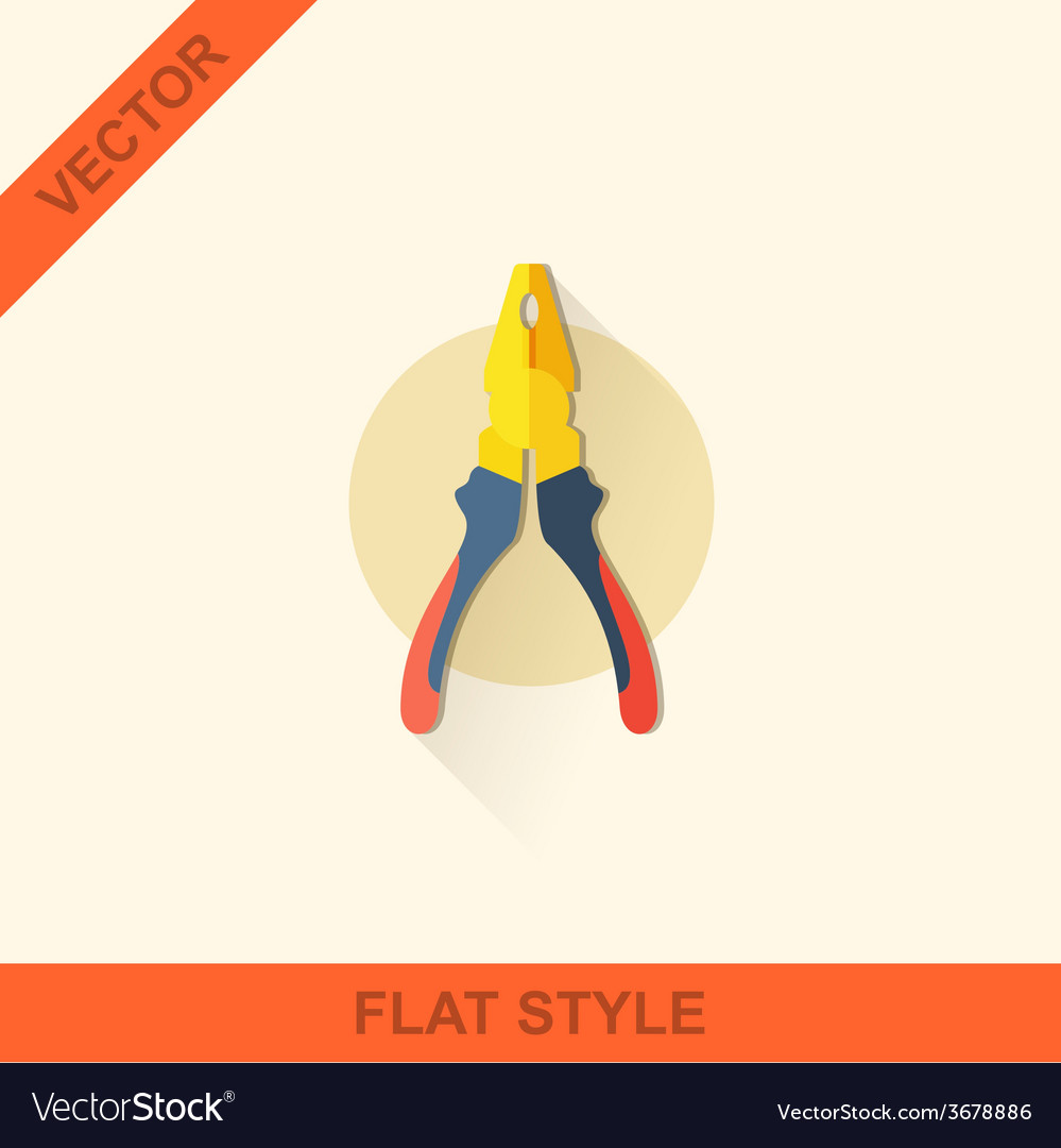 Pliers in a flat style with shadow