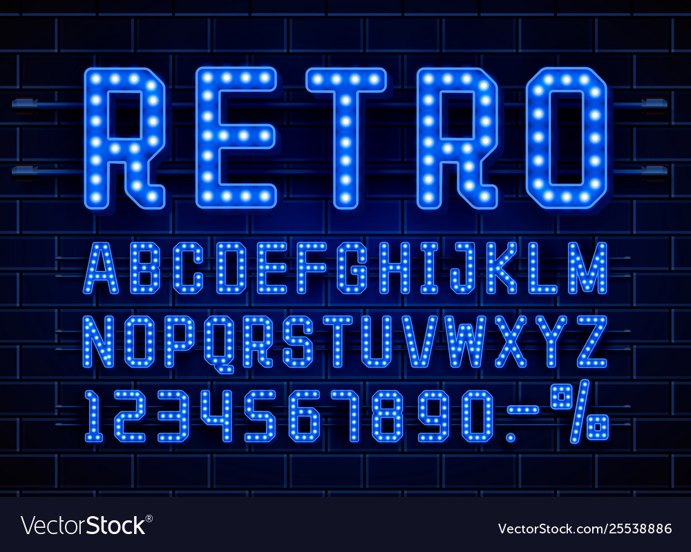 Retro font vintage light sign set