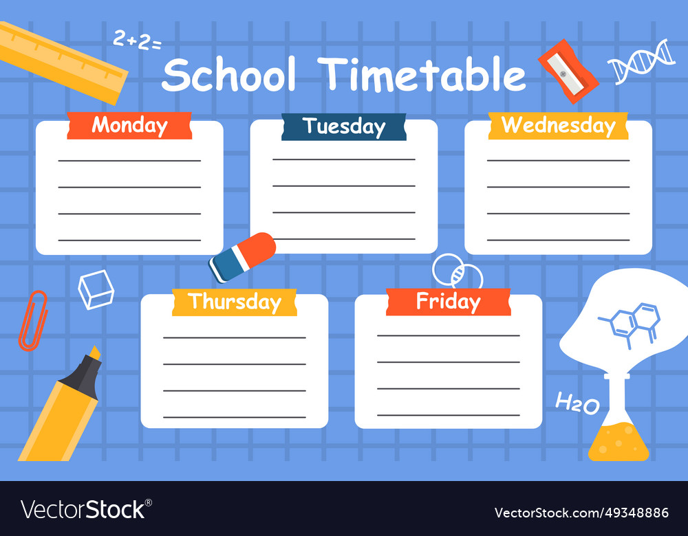 School timetable concept Royalty Free Vector Image