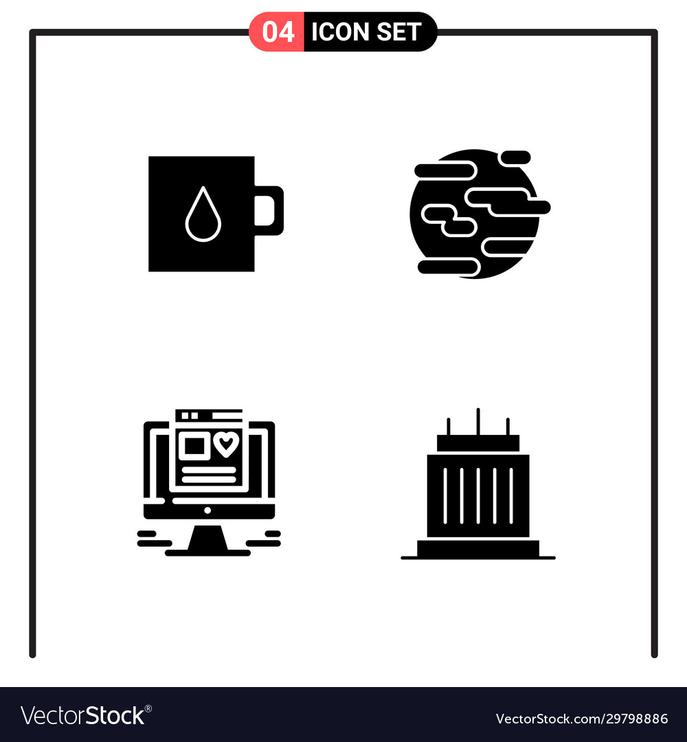 Set 4 solide Stil Icons für Web und Mobile