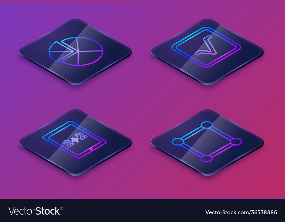 Set isometric line abacus calculation open book vector image Set isometric line abacus calculation open book