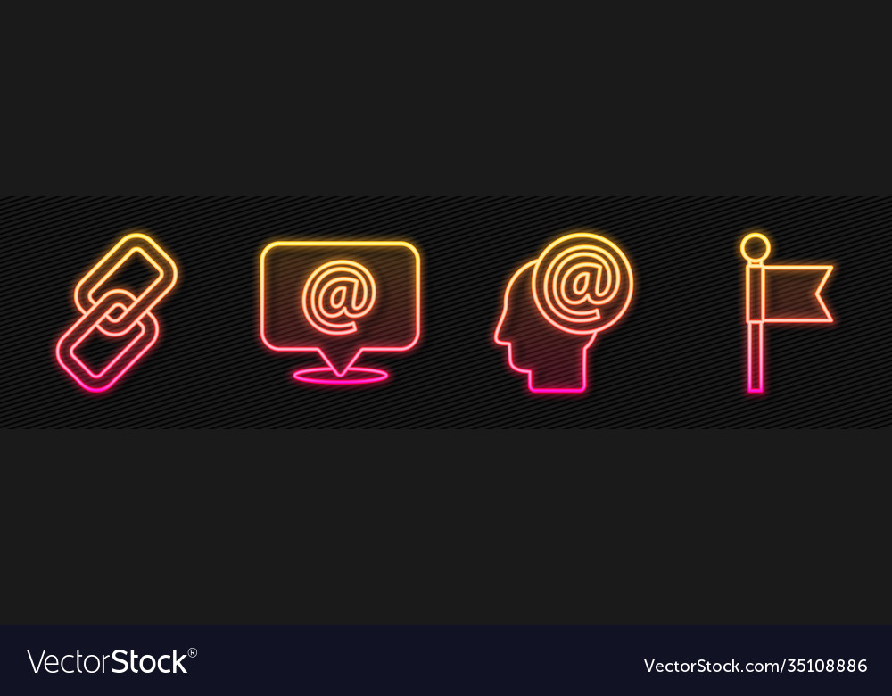 Set line mail and e-mail chain link e Vector Image Set line mail and e-mail chain link e