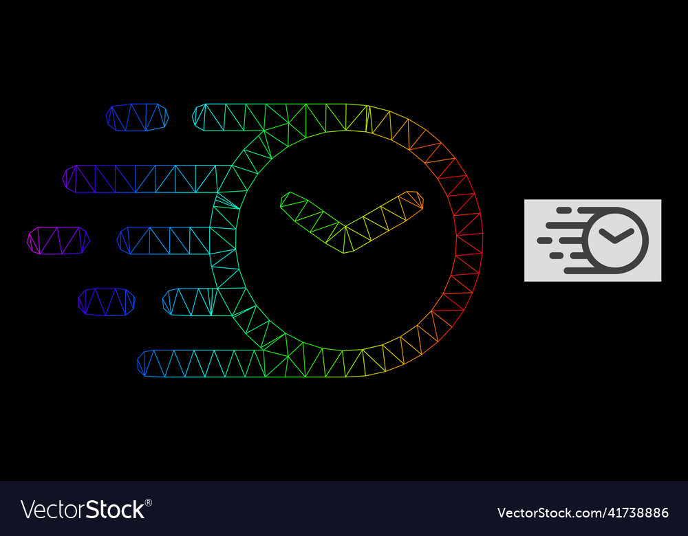 Spectrum gradiented polygonal net clock icon