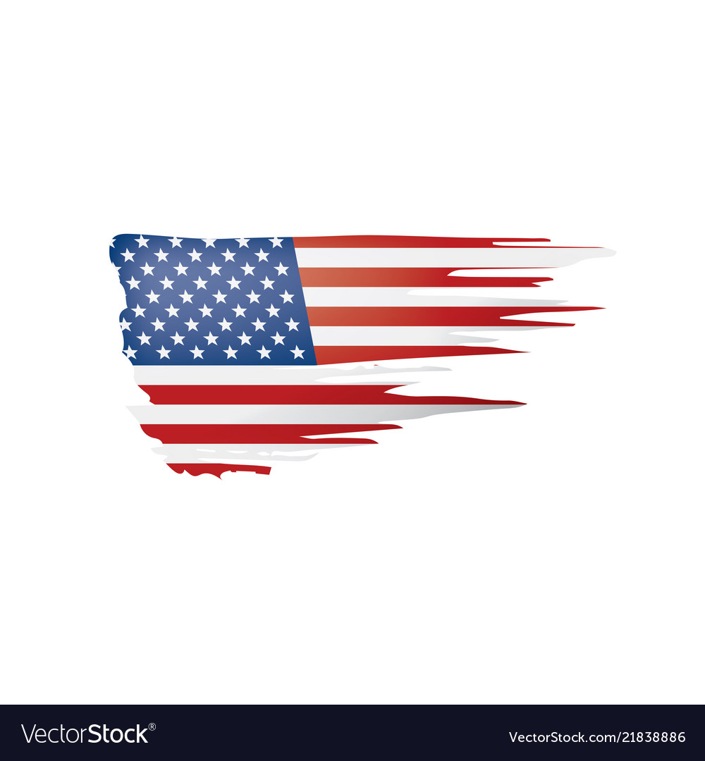 USA Flag on White Background