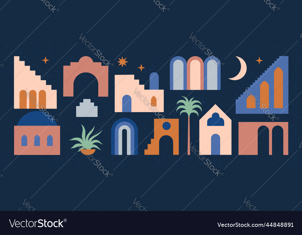 Abstract architecture shapes deep blue set Vector Image Abstract architecture shapes deep blue set