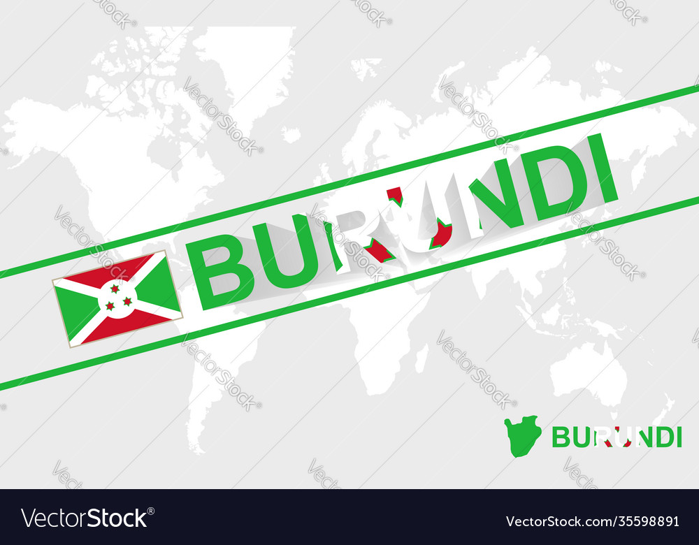 Burundi map flag and text