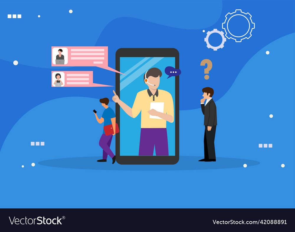 Customer support concept design live response vector image Customer support concept design live response