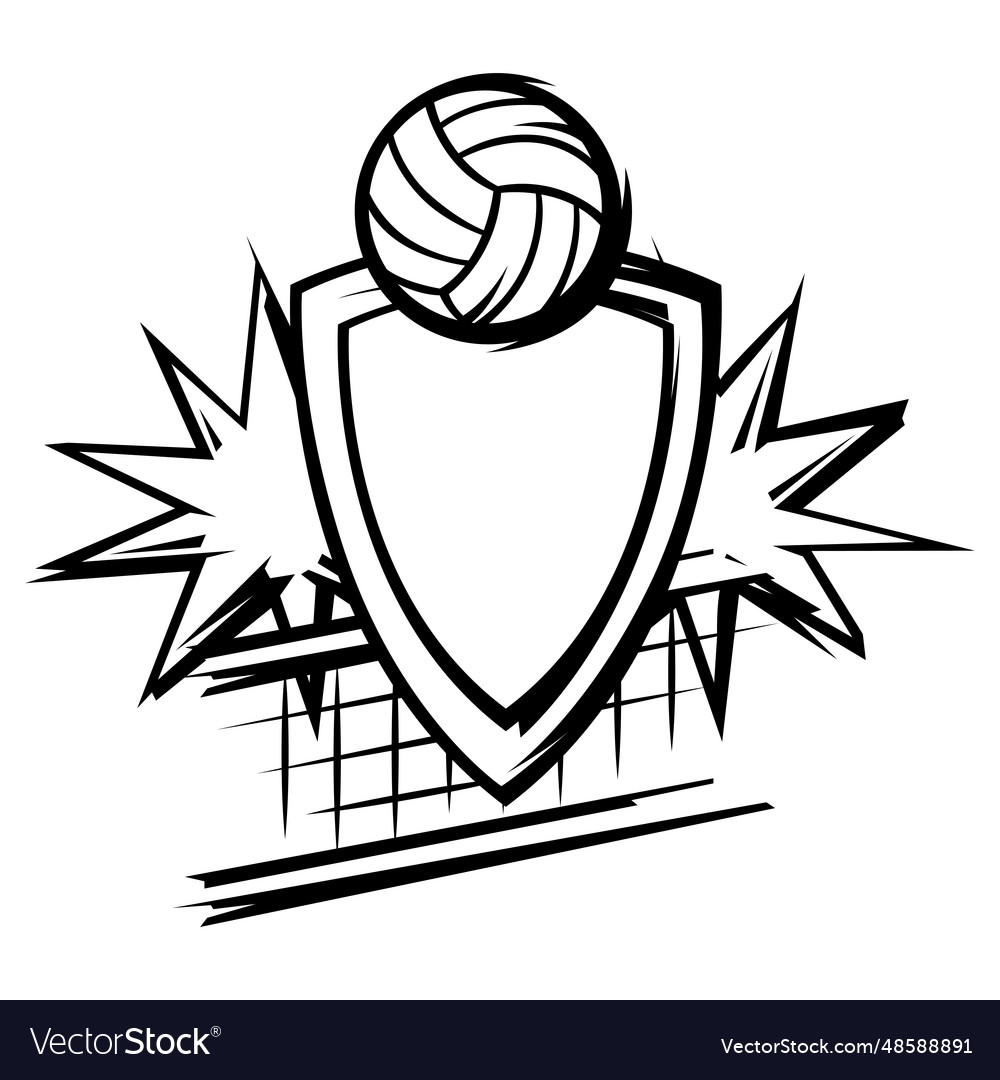 Emblem with volleyball symbols sport club label Vector Image